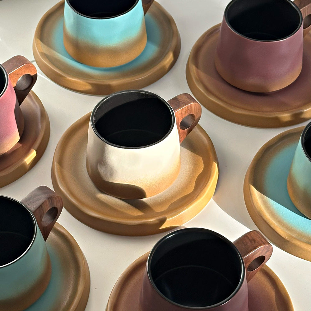 Keramikinis puodelis OMBRE gėlių 2