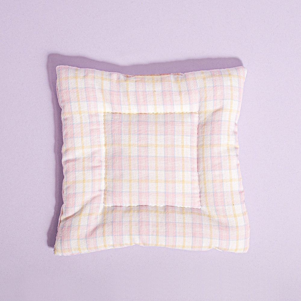 Medžiaginis padėkliukas TEDDY PAD rausvai gelsvi langeliai 1