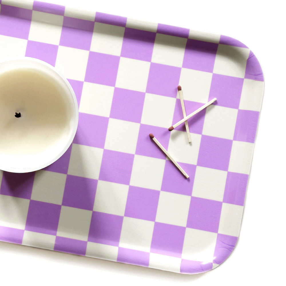 Padėklas CHECKER BUTTER LAVENDER RECTANGULAR 2
