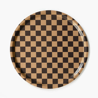 Padėklas CHECKER CHOCOATE & GOLD ⌀38cm