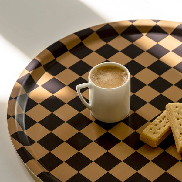 Padėklas CHECKER CHOCOATE & GOLD 3
