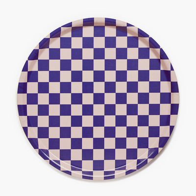 Padėklas CHECKER INDIGO & ALMOND ⌀38cm