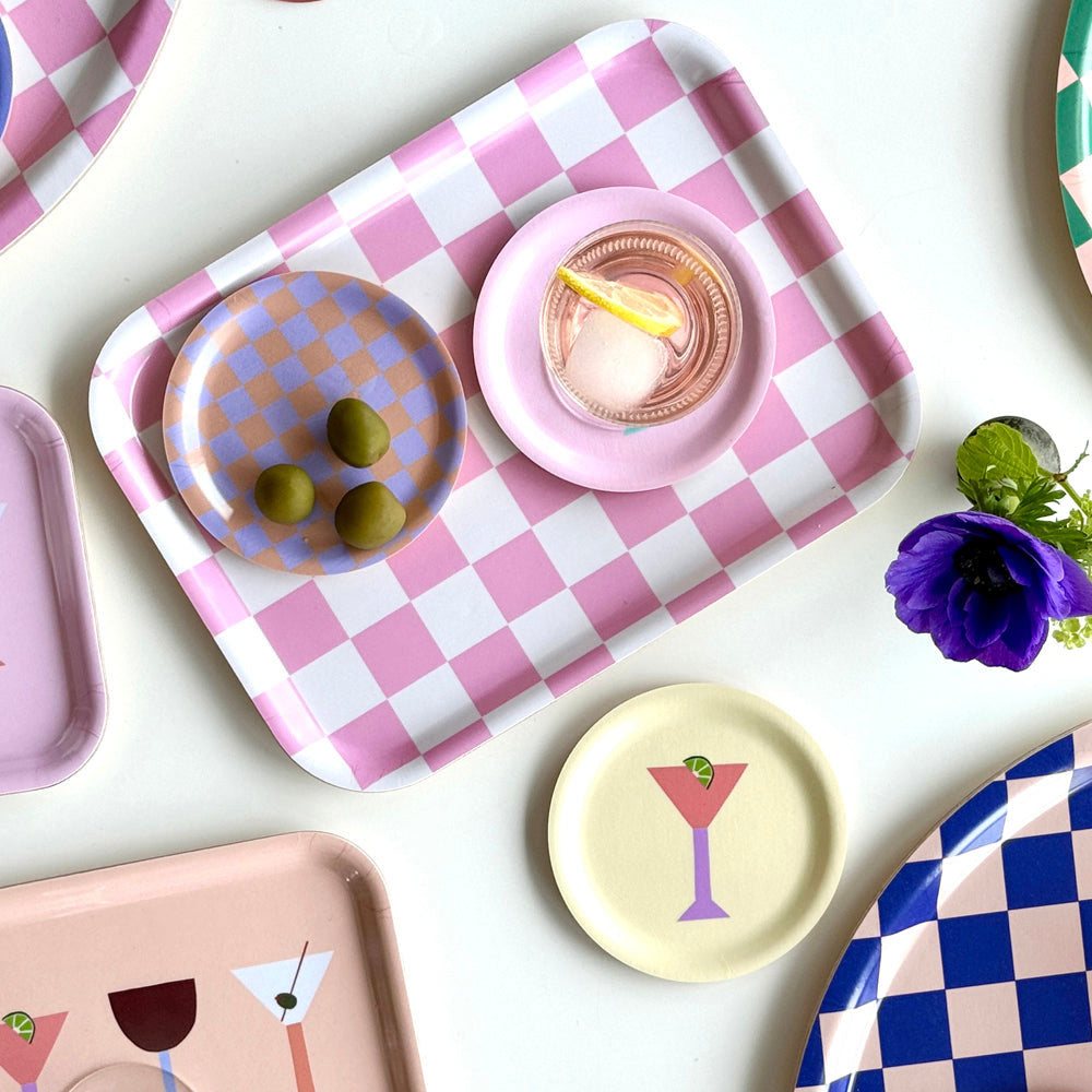 Padėklas CHECKER RASPBERRY & CREAM  2