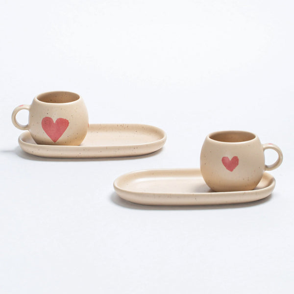Rankų darbo puodelių rinkinys COZY HEARTS
