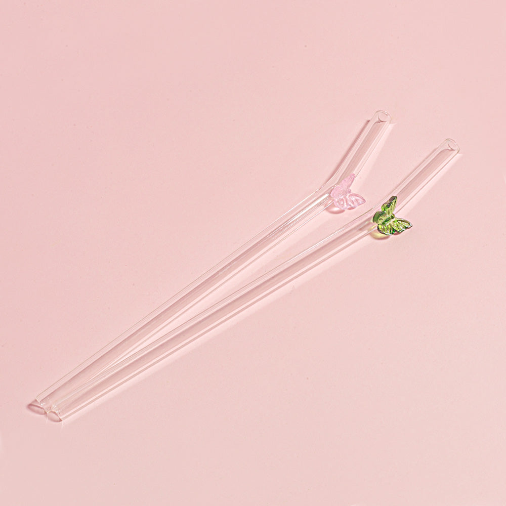 Stikliniai šiaudeliai BUTTERFLY 2